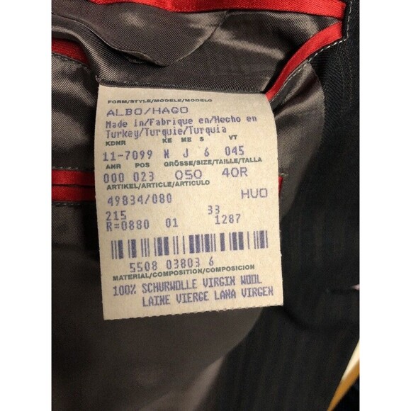 Hugo Boss Men's Blazer Black Brown Stripe Pure Wool Fully Lined Size 40R - Picture 10 of 12